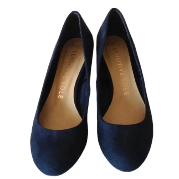 F&F Sensitive Sole  Womens Size US 8.5 Navy Blue Court Shoes‎ Faux Suede R… - Picture 3 of 6